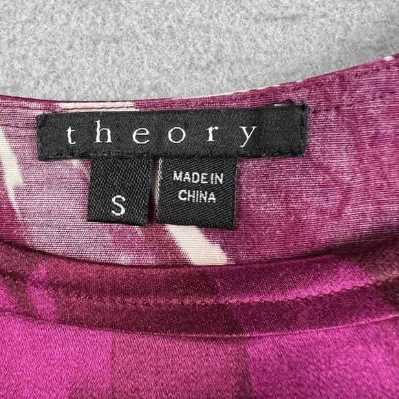 Theory Silk Blend Purple Floral Sleeveless Tank Top Women’s Size Small - Picture 9 of 16